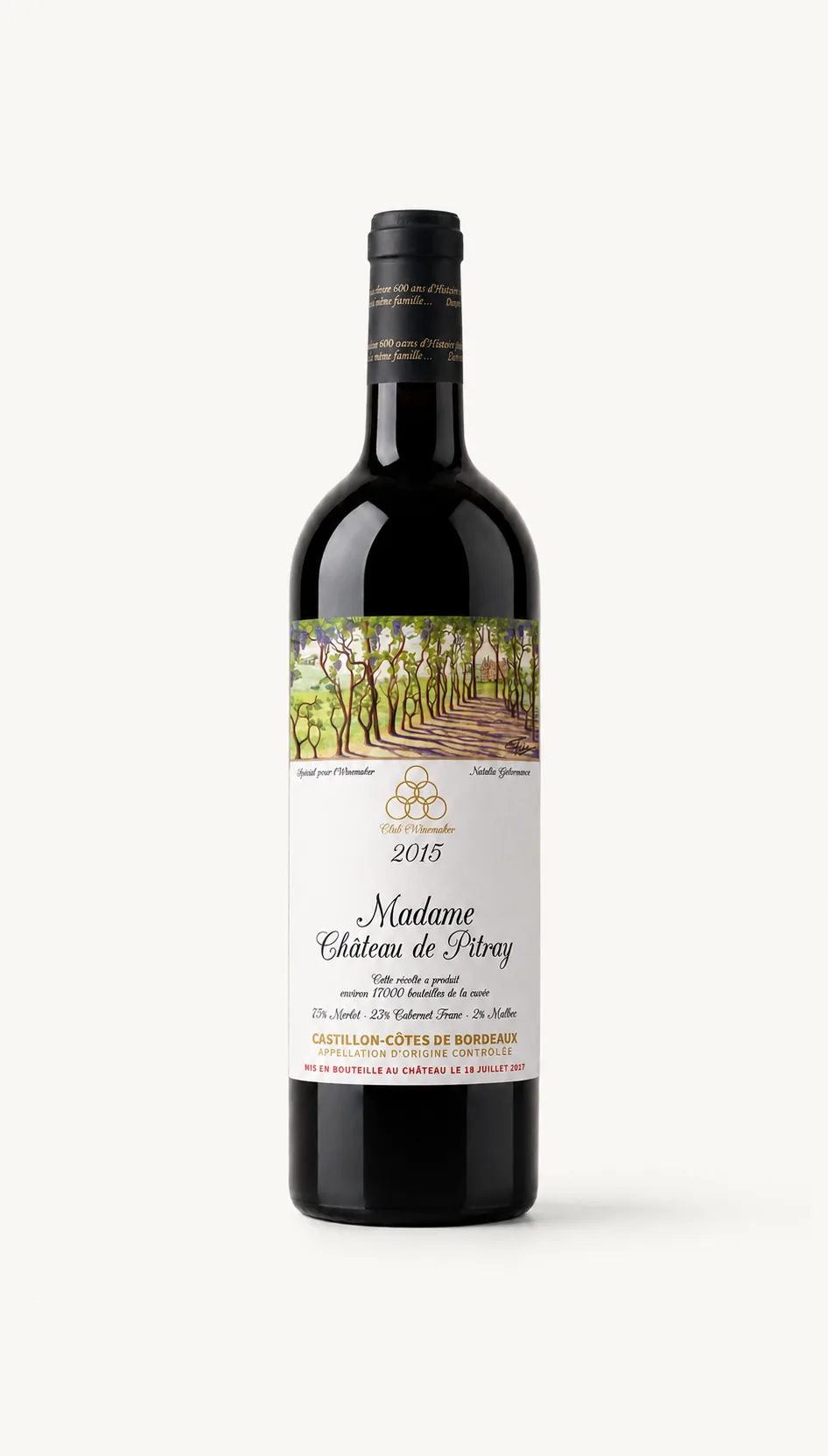 Вино Madame 2015, Château de Pitray, 6 бутылок 0,75л — именное вино iWinemaker